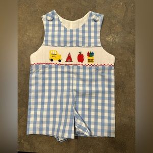 Never worn 9 month Stitchy Fish smocked Jon Jon back to school